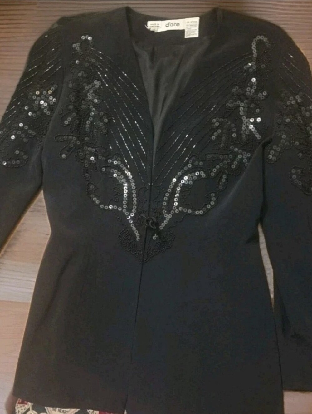 Vintage Formal Attire D'ore Designer Jacket Size 12. Black With Sequence Beads.